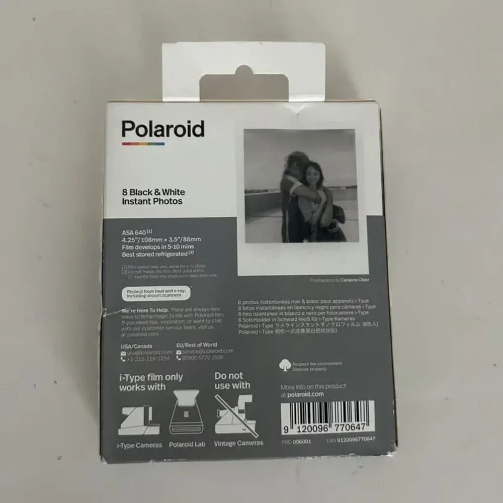Polaroid i-Type Film Black & White 8 Instant Photos New Sealed B&W Size 8 Photos
